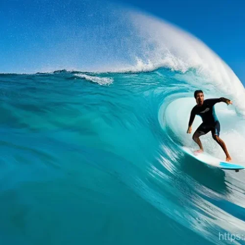 Home 25 피지 서핑 명소 - **Prompt 1: Adrenaline at Cloudbreak**
"An experienced surfer, seen from a dynamic low-angle per...