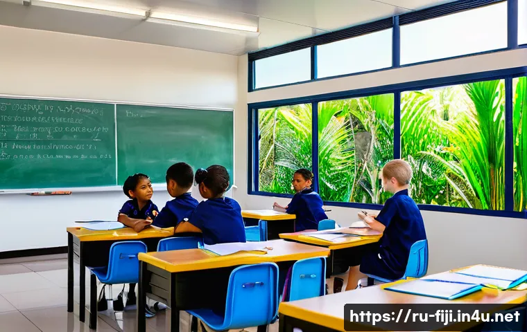 피지에서의 국제학교 - A diverse international classroom in Fiji with children from Australia, New Zealand, Japan, and Euro...
