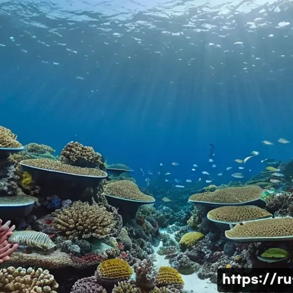 피지의 산호초 보존 활동 - Underwater coral nursery scene in Fiji showcasing vibrant coral fragments growing in controlled cond...